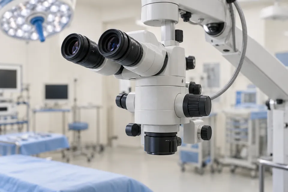 Imagem ilustrativa de microscópio para microcirurgia oftalmológica